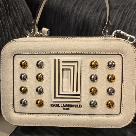 Karl Lagerfeld Handbags - Karl Lagerfeld White Crossbody Bag with Gold and Silver Details